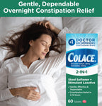 Colace 2-in-1 Stool Softener Plus Stimulant Laxative Tablets, 60 Count (Pack of 1), Gentle Constipation Relief, Docusate Sodium Plus Sennosides