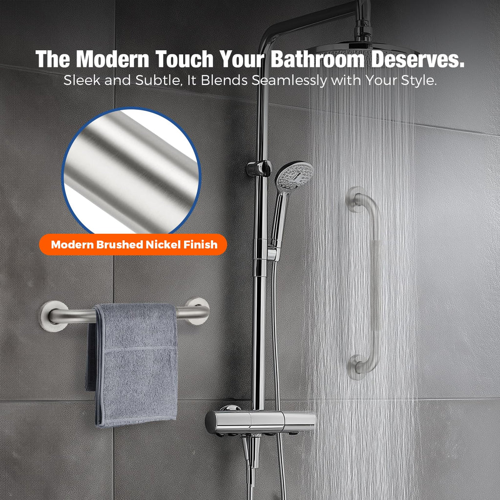 Grab Bars for Shower 2 Pack 18-Inch, Stainless Steel Anti-Slip Safety Shower Handle for Elderly Bathroom Wall Support Handicap Handicap Grab Bars for Seniors, Brushed Nickel