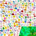 200 pcs Luminous Mini Resin Animals Many Styles Variety Tiny Animals Figures Miniature Little Small Animal Figurines Bulk for Micro Fairy Garden Landscape Accessories Hide Crafts Decor Aquarium