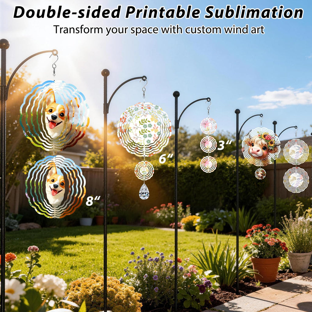 CHONOVO 5 Pack 8 Inch Sublimation Wind Spinner Blank