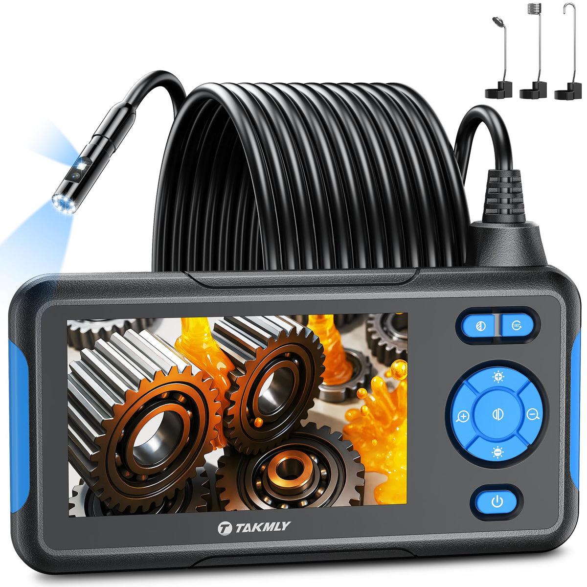 Cable Snake Camera T TAKMLY Endoscope Camera with Light, Dual Lens 1080P Industrial ...