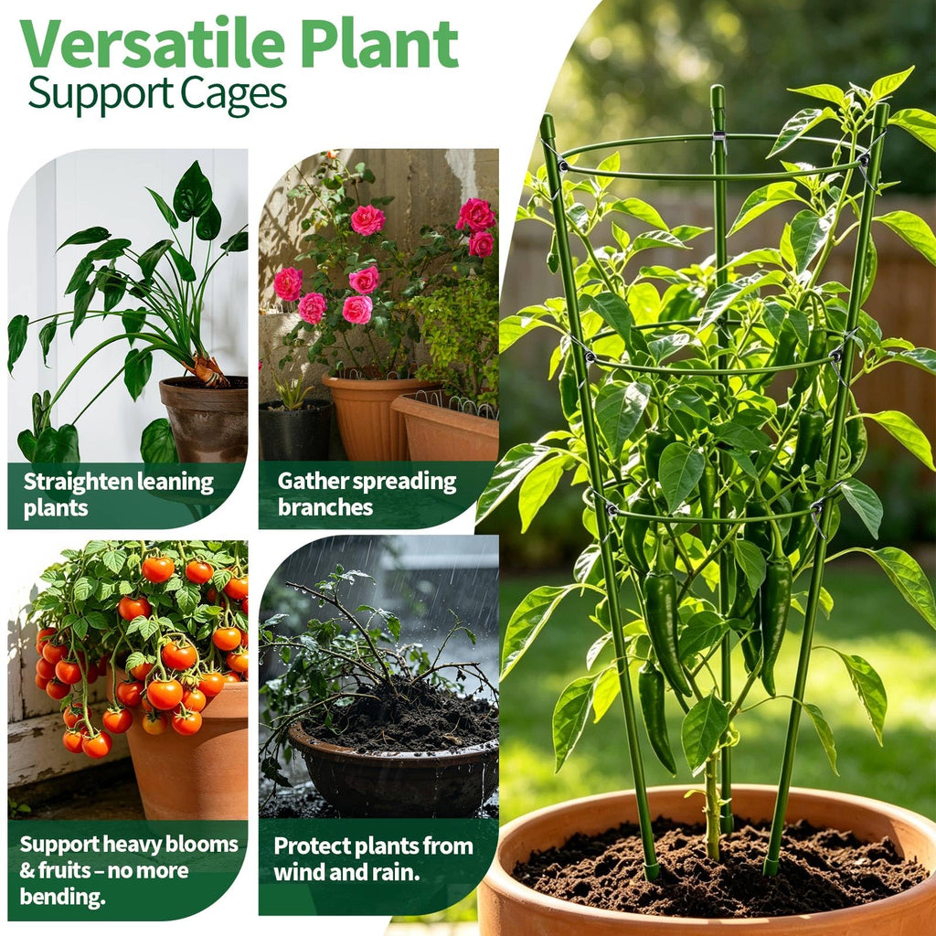 Gootaimi Large Tomato Cages, 24 Inch Tomato Cages for Garden, Plant Support Cages for Tomatoes, Potted Indoor Outdoor Plants, Flower Vine Climbing Plant Tomatoes Trellis, 2 Packs