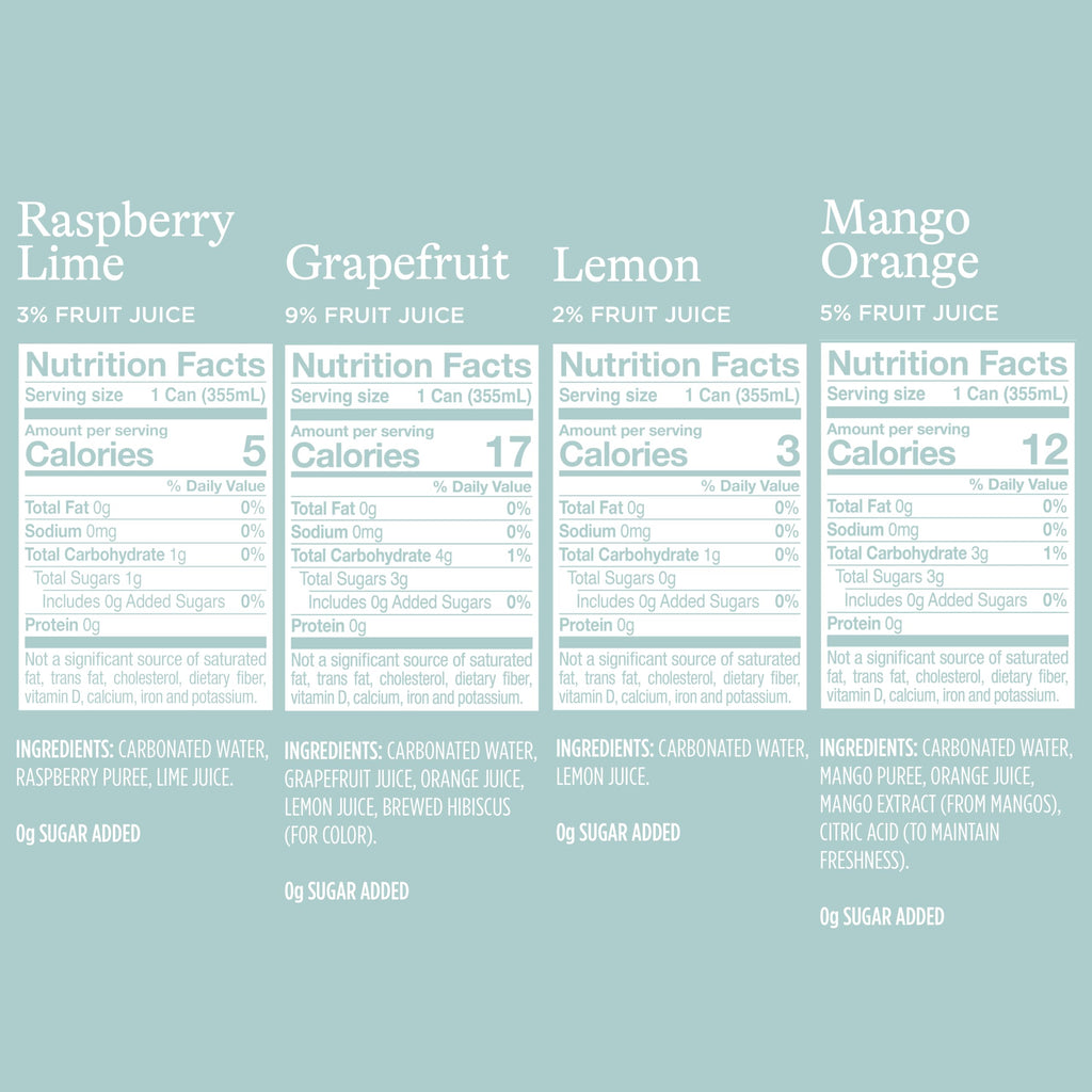 Spindrift Sparkling Water, 4 Flavor Variety Pack, Made with Real Squeezed Fruit, 12 Fl Oz (Pack of 20)