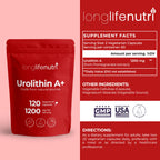Urolithin A 1200mg - 120 Vegetarian Capsules of Pure Pomegranate-Derived Postbiotic, Third-Party Tested, GMP Certified, No Fillers, Vegan