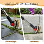 Crack Weeder Tool for Driveway & Patio, Crevice Weeding Tool with Long Handle, Stainless Steel Weed Remover for Sidewalk, Garden, Lawn