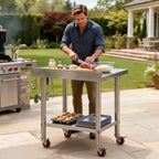 DWVO 36x24in Stainless Steel Table, NSF Metal Prep Worktable with Backsplash & Wheels for Kitchen Restaurant Hotel Garage Warehouse Home