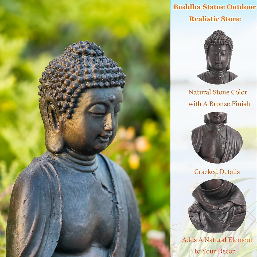 14"Buddha Statue Outdoor, Buddha Statues Home Indoor, Zen Decor Buda Garden