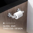 Day Moon™ Toilet Paper Holder Wall Mount, Modern Roll Holder for Bathroom, Stainless Steel Rustproof Double Post Pivoting Tissue Roll Holder for Bathroom, Classic, Brushed Nickel