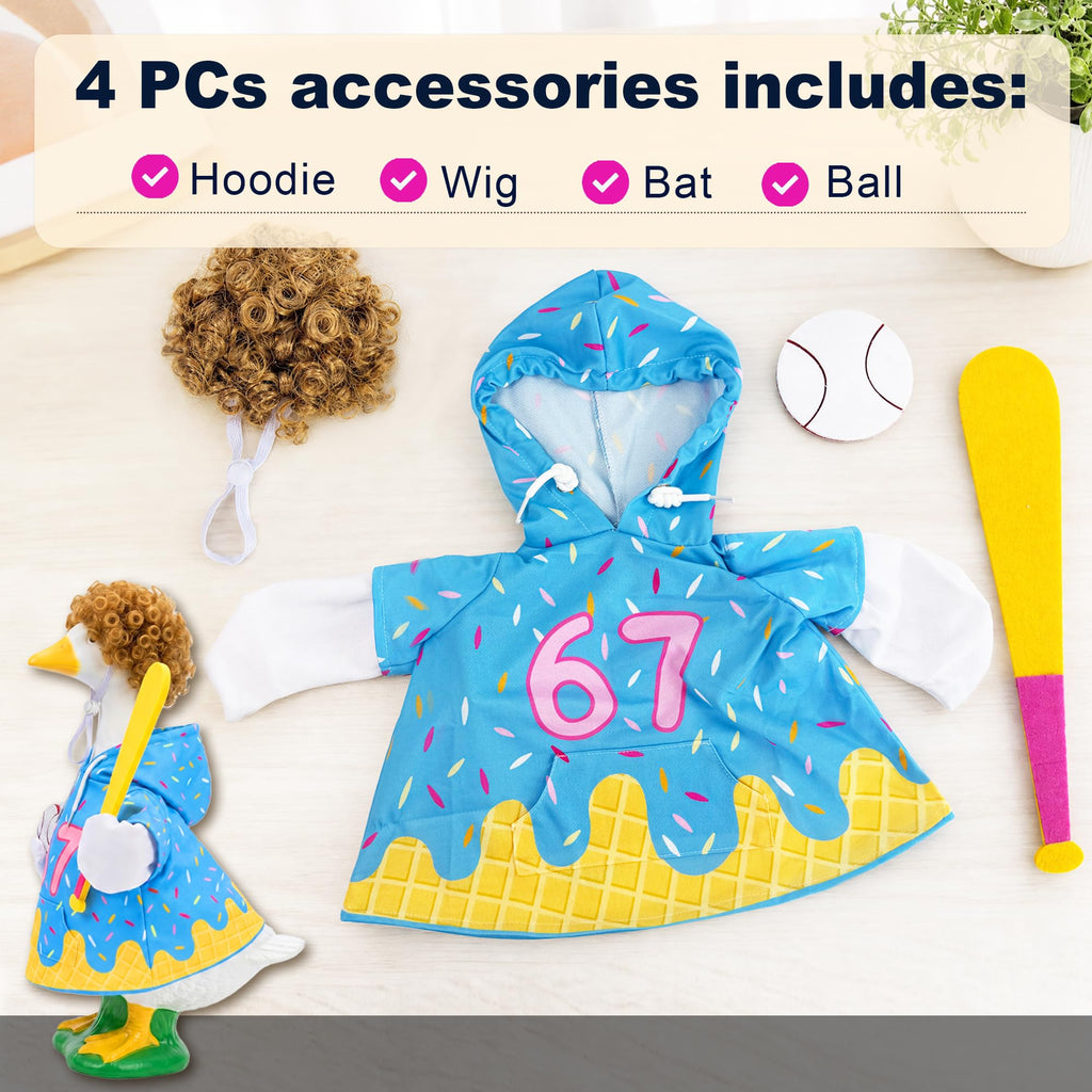 67 Ice Cream Baseball Porch Goose Outfits Hoodie for 23 inch Statue, 4 PCs