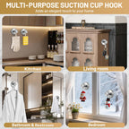 Fenas Large Suction Cup Hooks, Heavy Duty 15lb Holds Towel & Robe, No-Drill Shower Bathroom Hooks for Tile Wall Glass Mirror, Mounts on Smooth Non-Porous Surfaces (2 Pack, Brushed Nickel)