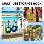 2 Pack Upgraded 3-Tier Pool Fence Hooks for Pool Equipment, Adjustable Heavy Duty Pool Pole Hanger Holder, Rustproof Hooks for Pool Skimmer Pole Vacuum Hose Net Leaf Rakes Garden Tool Organizer