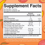 MaryRuth Organics Vegan Omega 3 6 7 9 Gummies | Up to 4 Month Supply | Omega 3 Supplement with Flaxseed Oil | Omega 3 Gummies | No Fish Taste | Non-GMO | 120 Count