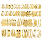 36 Pairs Gold Hoop Earrings Set for Women, Fashion Hypoallergenic Chunky Twisted Pearl Stud Earrings Multipack, Small Big Hoops Earring Packs Trendy for Christmas Birthday Party Jewelry Gift