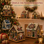 3D Christmas House Diamond Painting Kit for Adults, Wooden Pearl Art Craft