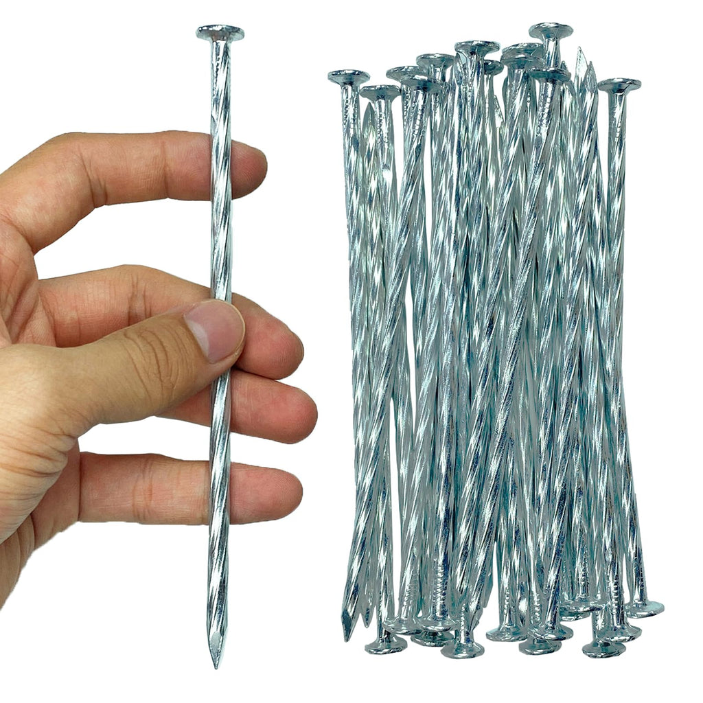 Artificial Turf Stakes Galvanized Spiral Landscape Spikes 6IN Weed Barrier Fabric Stakes for Paver Edging, Gardening Lawn Edging, Carpentry and More (52 PC)