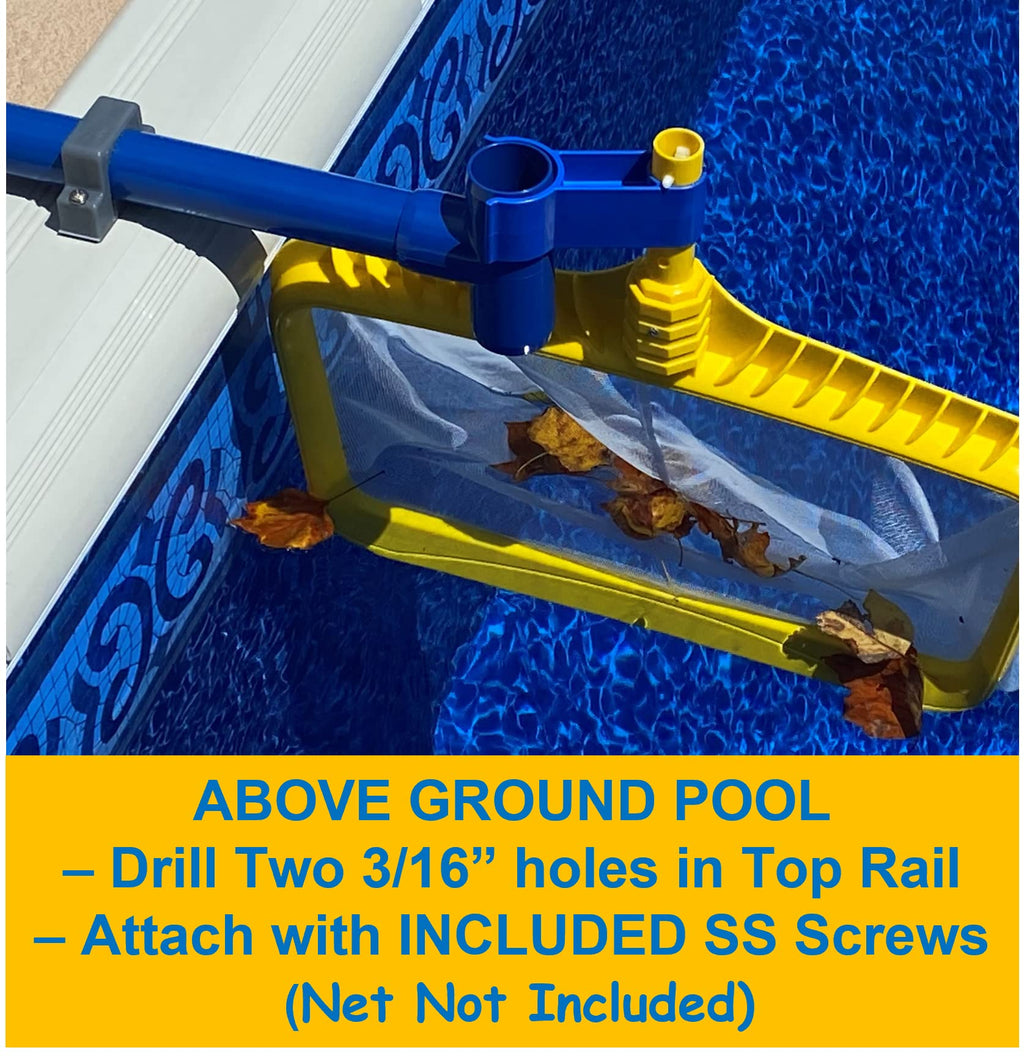 LEAF BONE – Leaf Skimmer Kit for Above Ground Pools and In-Ground Pools, Hands-Free Pool Skimmer holds your Leaf Rake Net to skim floating debris, Fits Most Leaf Nets (Net Not Included)