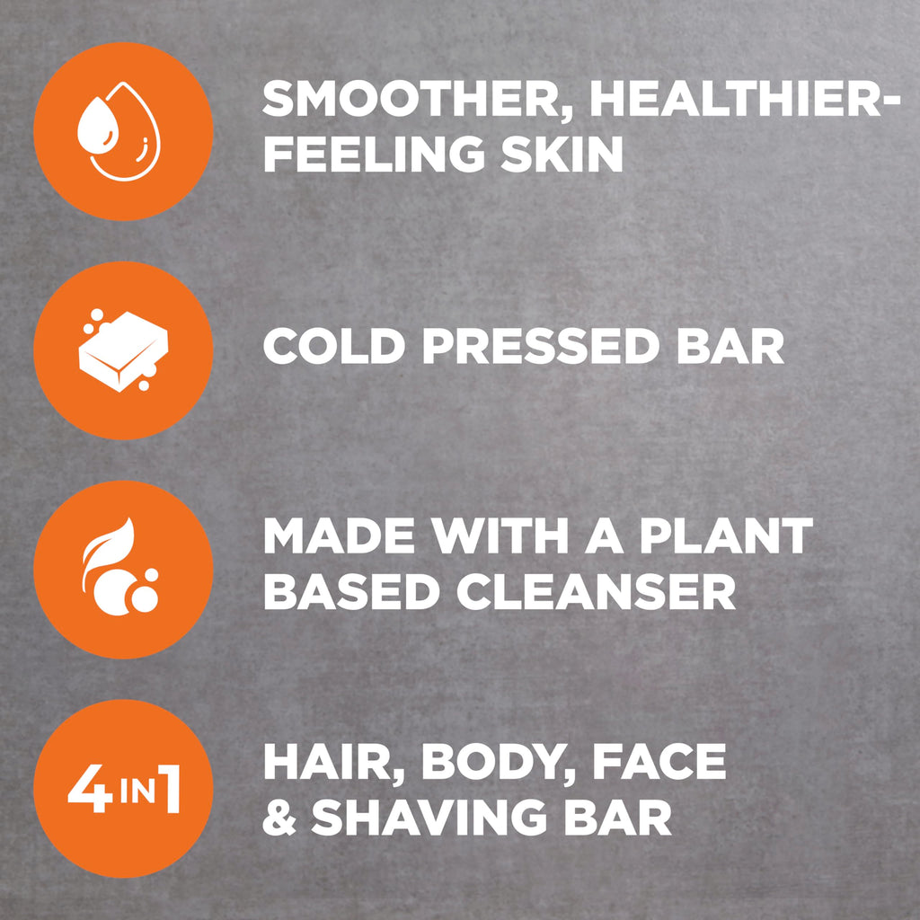 Dove Men+Care Cleansing Bar Soap Blood Orange + Sea Salt 4 Bars to Rebuild Skin in the Shower, a 4in1 Hair, Body, Face & Shaving Bar with Plant-Based Cleanser and Natural Oils 5 oz