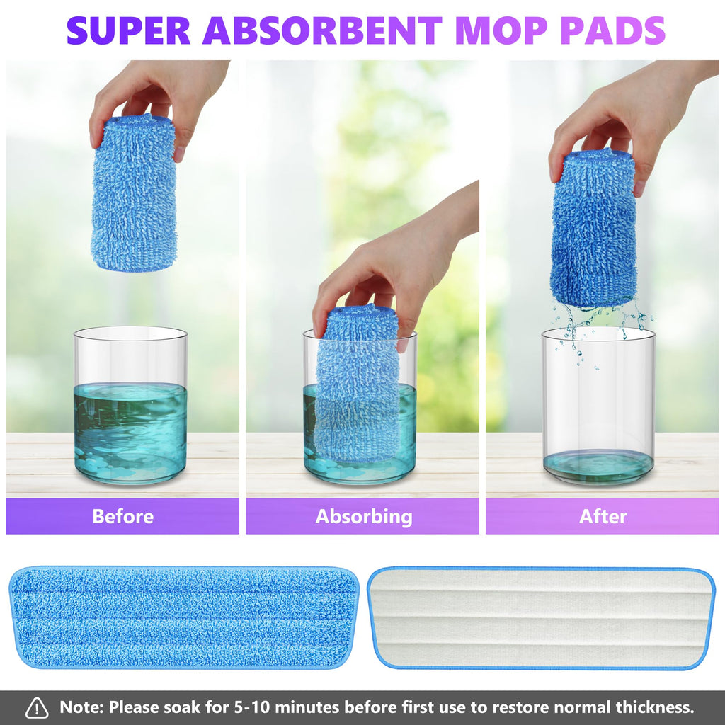 18 Pack Reusable Mop Pads Compatible with Swiffer PowerMop, Wood Floor Pads Microfiber Mop Replacement Refills Machine Washable for All Floor Surfaces
