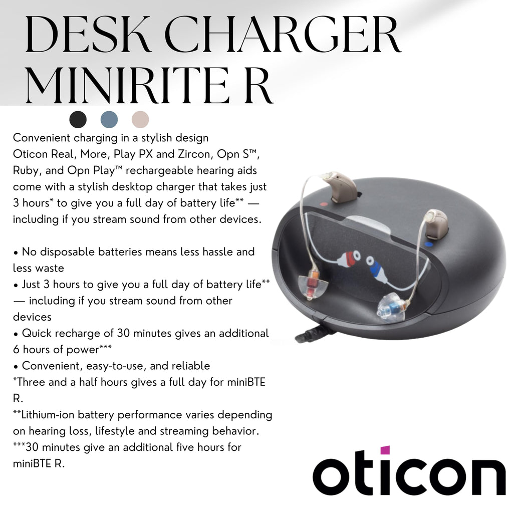 Otto Tech Oticon Charger 1.0 - Desktop Charger Replacement, Compatible with miniRITE R Oticon, Sonic, Bernafon Rechargeable Hearing Aids, Deskcharger