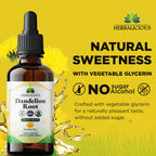 HERBALICIOUS Dandelion Root Extract Liquid Drops 4 oz (Alcohol Free) – Organic Dandelion Root Extract 650mg per Serving, Easy-to-Use Liquid Tincture with Vegetable Glycerin, 168 Servings