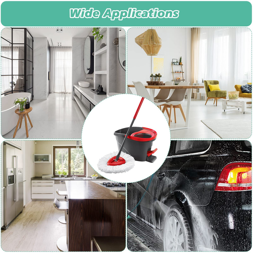 10 PCS Spin Mop Replacement Head,100% Microfiber Mop Heads Replacements Compatible with Cedar Easywring 1-Tank System, 360 Degree Round Mop Refills for Easy House Cleaning Floor Mopping