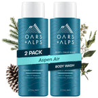 Oars + Alps Body Wash for Men, Mens Body Wash & Face Cleanser with Vitamin E & Antioxidants, Moisturizing, Paraben & Sulfate Free Cleanser, Aspen Air, 2pk