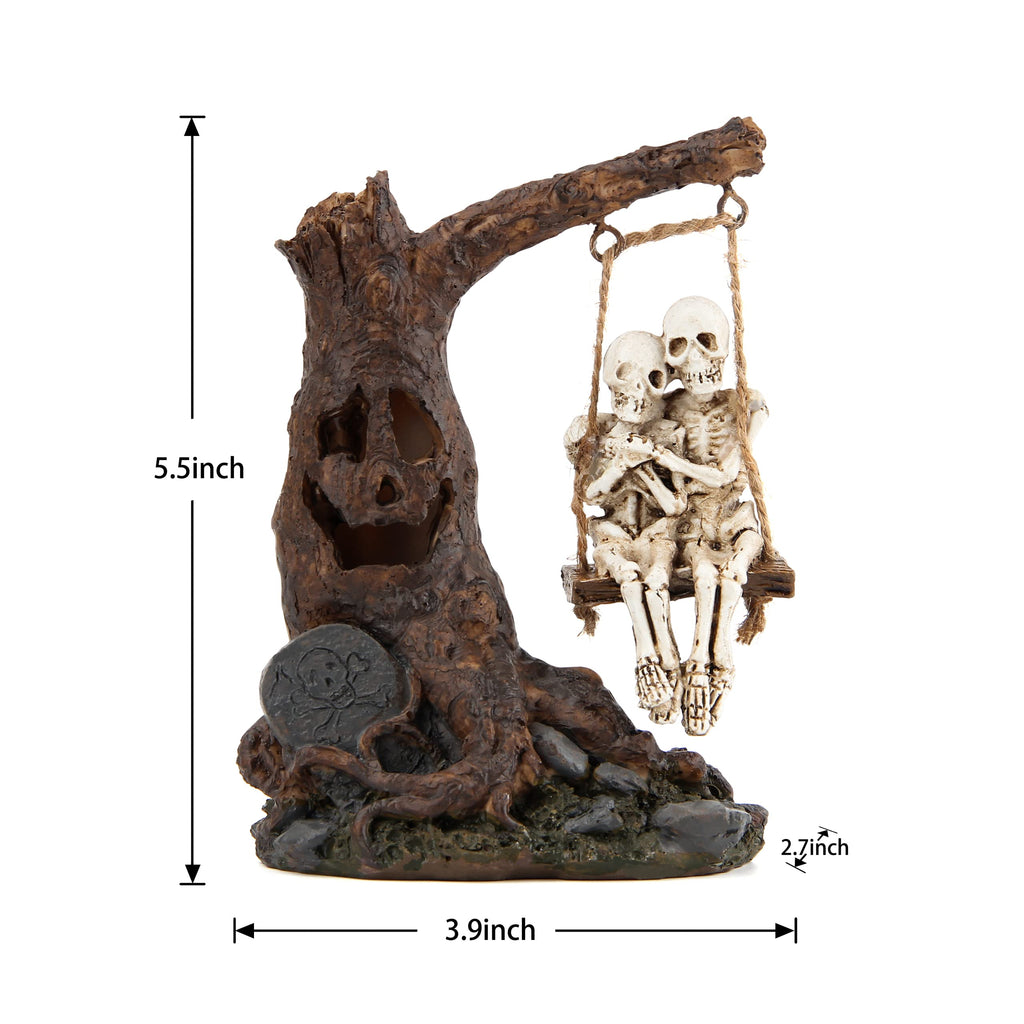 Halloween Skull Statue with Spooky LED Light for Home Indoor Decorations