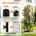 LZRS 71 x 80in Rustic Iron Arch Decoration Garden Trellis with Black Metal Coating – Perfect for Supporting Climbing Plants Outdoor, Roses, Vines, Flowers, and Vegetables.