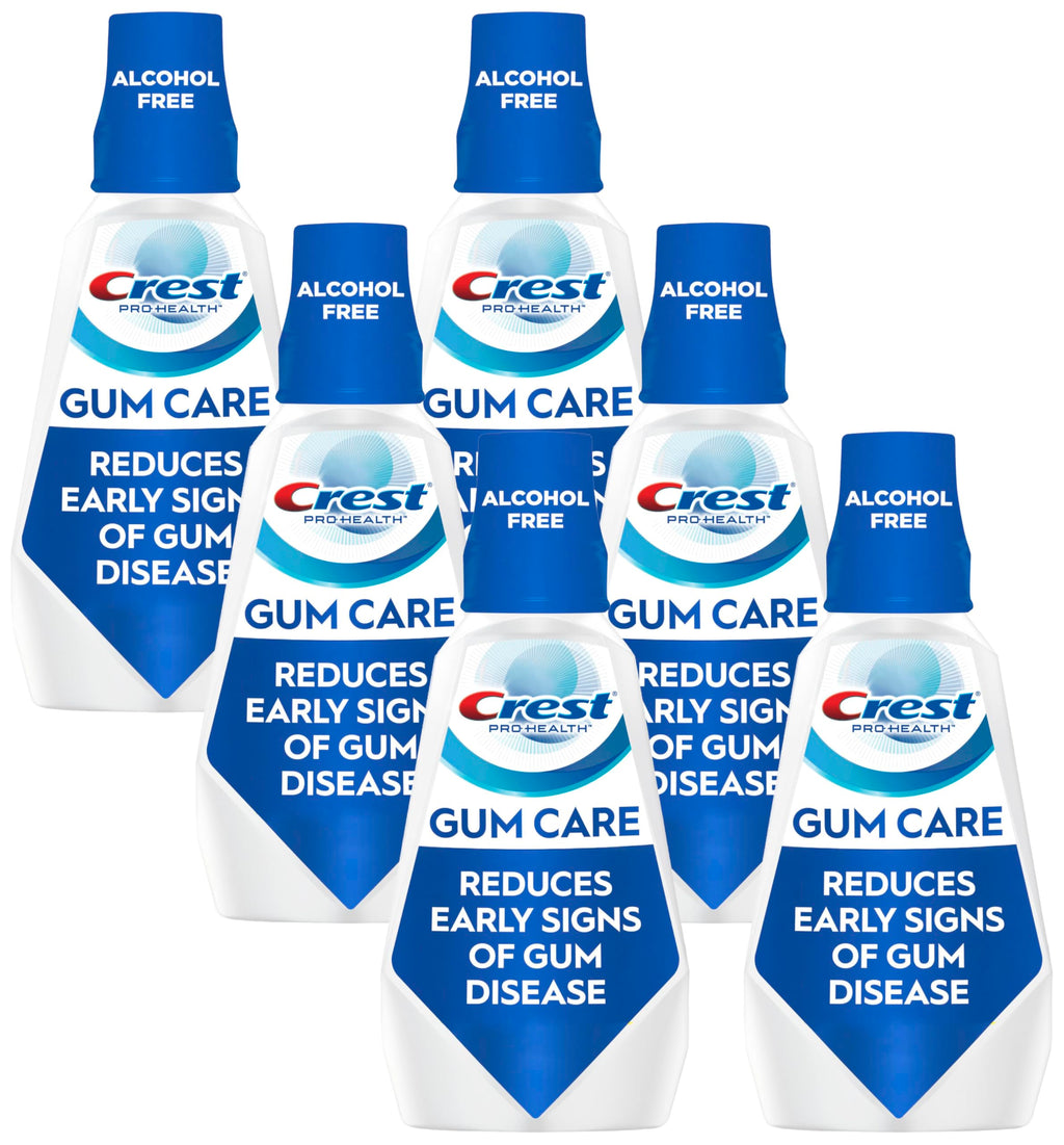 Crest Pro-Health Gum Care Mouthwash, Cool Wintergreen, CPC Antigingivitis/Antiplaque Oral Rinse 1L (33.8 fl oz), Pack of 6, Alcohol Free for Adults