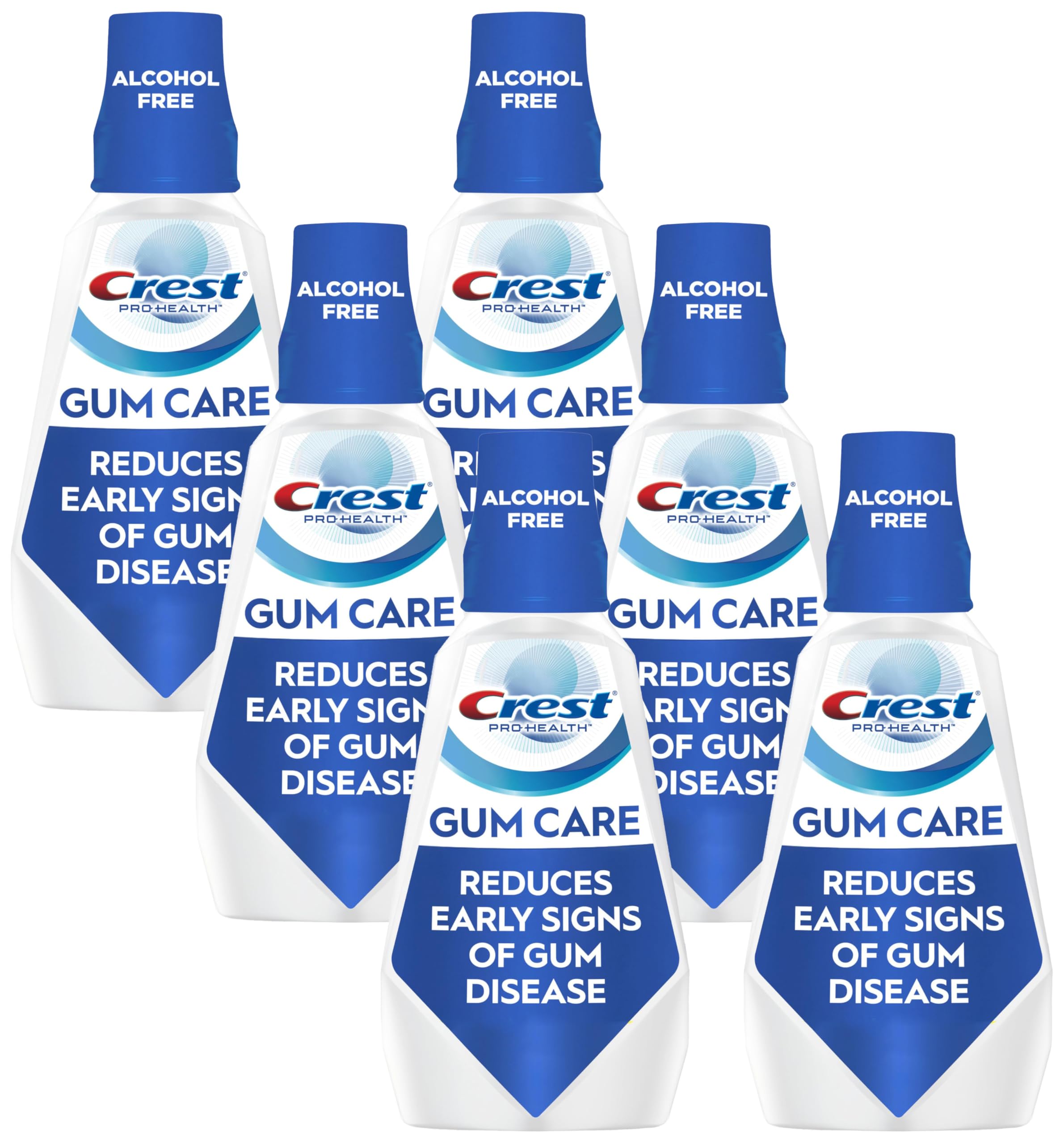 Crest Pro-Health Gum Care Mouthwash, Cool Wintergreen, CPC Antigingivitis/Antiplaque Oral Rinse 1L (33.8 fl oz), Pack of 6, Alcohol Free for Adults