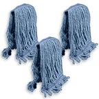 KLEEN HANDLER General Cleaning Mop Heavy Duty Commercial Replacement, Wet Industrial Blue Cotton Looped End String Head Refill (Pack of 3)