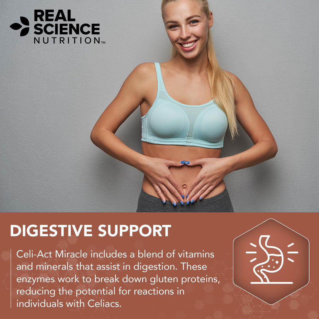 Real Science Celi-Act – Natural Gut Health Supplements for Digestive Support & Regular Bowel Movements – with Vinitrox & GABA for Gut Support, Reduced Gas & Abdomen Comfort – Made in USA, 60 Caps