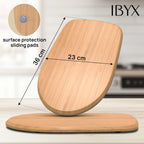 Ibyx Bamboo Round Sliding Tray for Kitchen Appliances - Countertop Appliance Slider with Rubber Wheels for Pressure Cooker, Air Fryer, Instant Pot - Worktop Rolling Tray (Natural, 23 x 37 x 2 cm)
