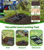 Lawn Leveling Rake 17x10 Inch , Heavy-Duty Yard Leveling Rake 6.2FT