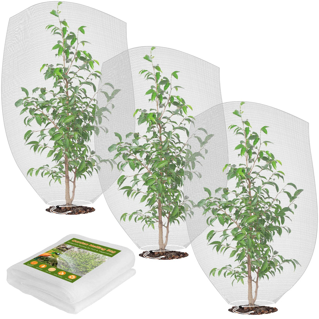 Mesh Plant Cover 3PCS,Garden Netting Mesh Outdoor,Netting for Tomato Plants,Garden Bug Netting Plant Cover,Bird Netting for Garden,Fruit Tree Netting (3.2 x 4.9 ft)
