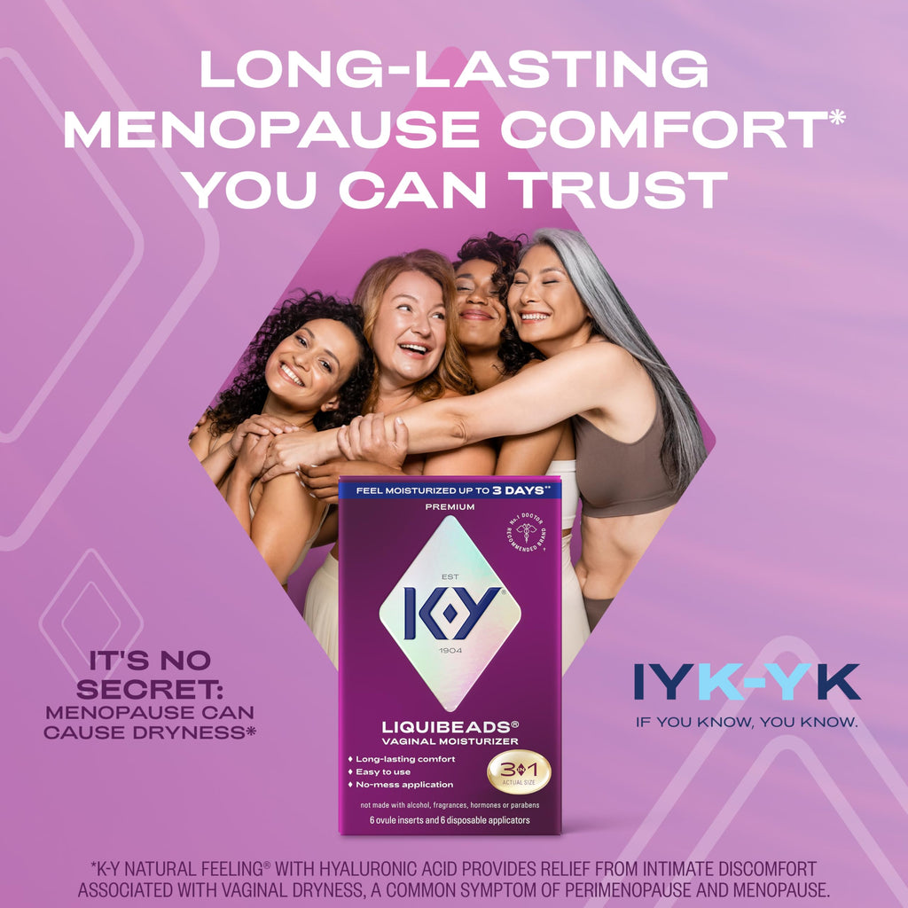 K-Y Liquibeads Vaginal Moisturizer for Women, Silicone Lube Suppository, Lubricant Helps Reduce Pain Due to Dryness, 6 Suppositories & 6 Applicators