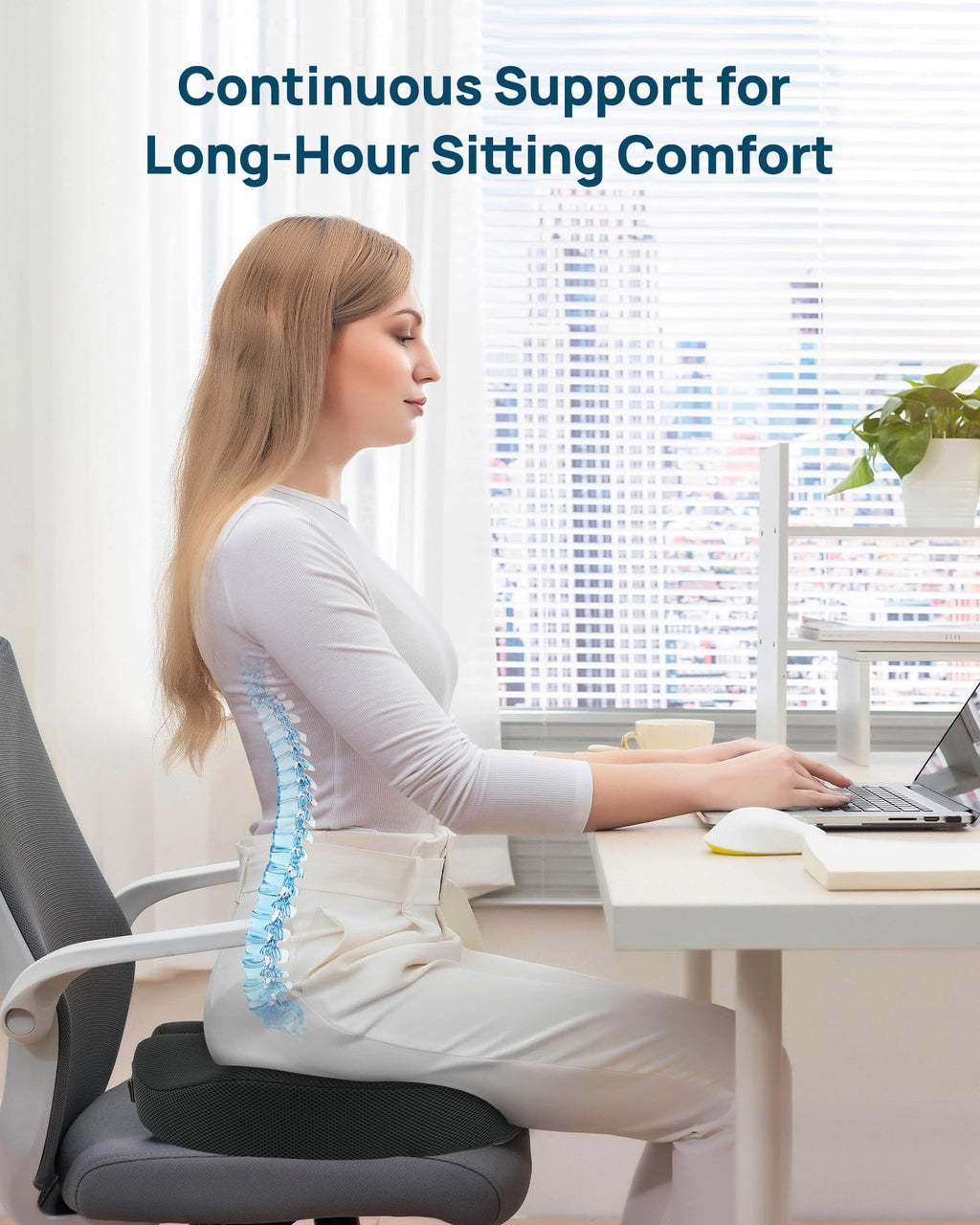 Feagar Donut Pillow for Tailbone Pain Relief - Hemorrhoid Pillow with Memory Foam for Coccyx, Sciatica, Pressure Sores, Office Chair Cushion for Pregnancy, Postpartum & Surgery Recovery(Black)