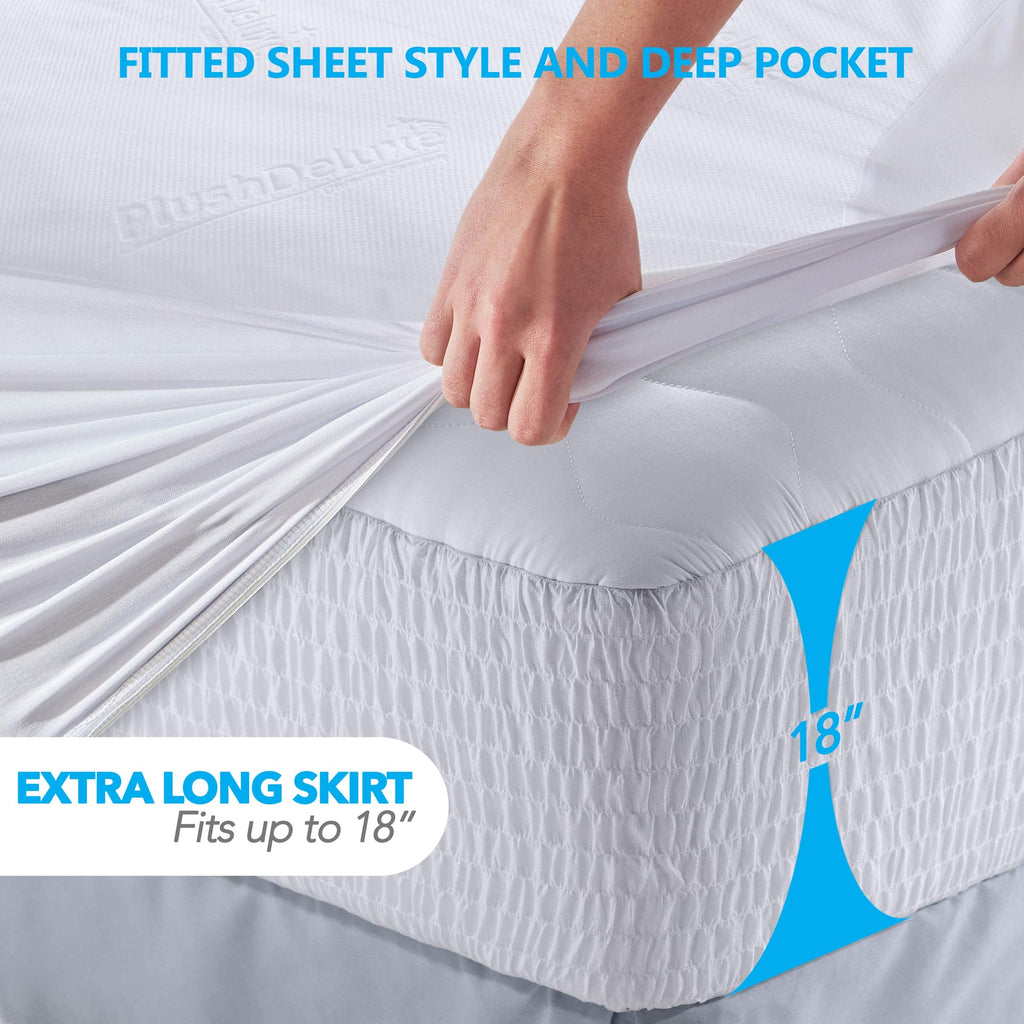PlushDeluxe Bamboo Waterproof Mattress Protector, Twin Size, Ultra Soft