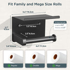 FORIOUS Toilet Paper Holder with Shelf, Adhesive or Screw Wall Mount Toilet Paper Roll Holder for Bathroom, SUS 304 Stainless Steel Commercial Toilet Tissue Holder with Storage Dispenser, Matte Black