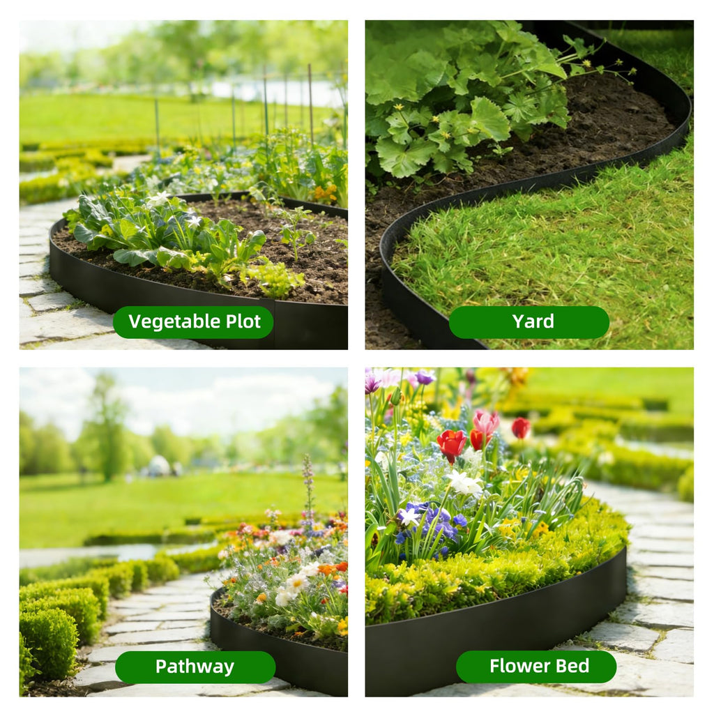 12 Pack Galvanized Steel Landscape Lawn Edging, 40" X 6" Metal Landscape Edging Border with 12 Clips, Metal Garden Edging Border, Metal Edging for Landscaping, Garden, Yard, Pathway(40Ft Total)