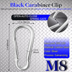 30 Pack 3" Heavy Duty Carabiner Clips, M8 Sliver Galvanized Steel Spring Snap Hooks, Rust-Resistant Keychain Clips for Hammock, Camping, Hiking, Fishing, Swing Set