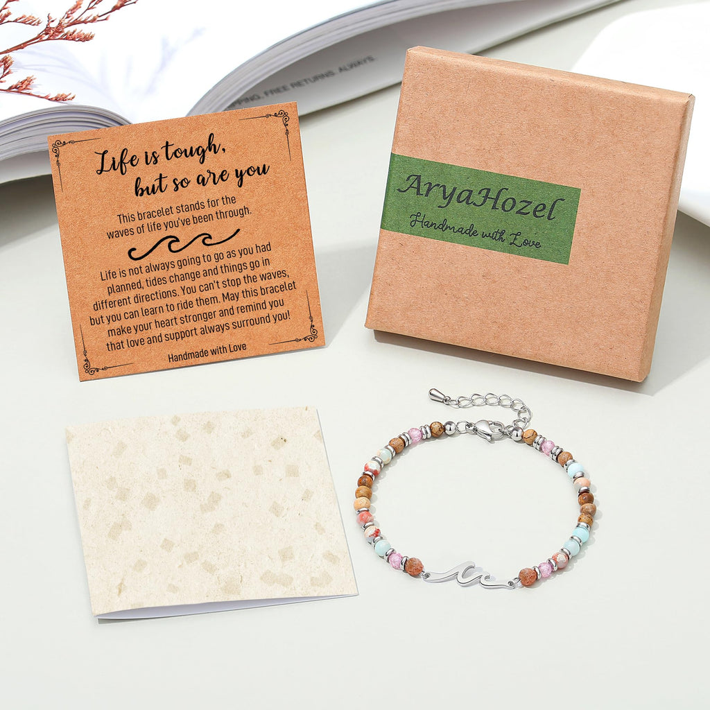 Inspirational Gifts for Women, Wave Bracelets, Life is Tough Jewelry