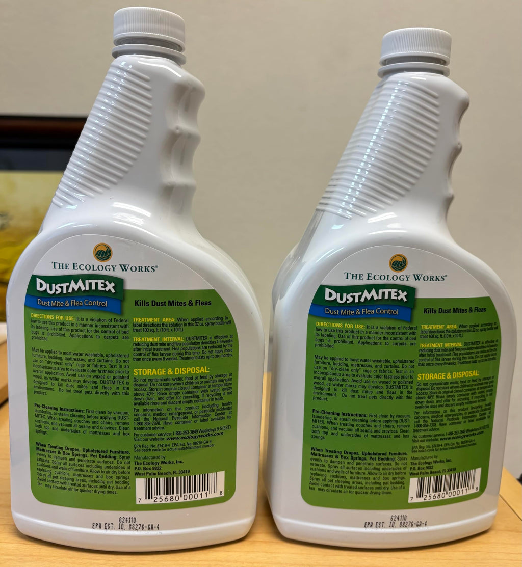 DustmiteX Dust Mite Spray - Dust Mites Remover + Flea Killer for Allergy & Asthma Relief for Cleaning in Home, Bed, Pet Bedding, & Furniture, Anti Allergen Dust Mites Killer