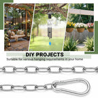 10 Feet SUS304 Stainless Steel Chain with 2PCS Detachable Chain Link, Hanging Chain Link Light Duty Chain, Heavy Duty Hanging Chain for Home Outdoor Camping, Thickness 0.08 inches