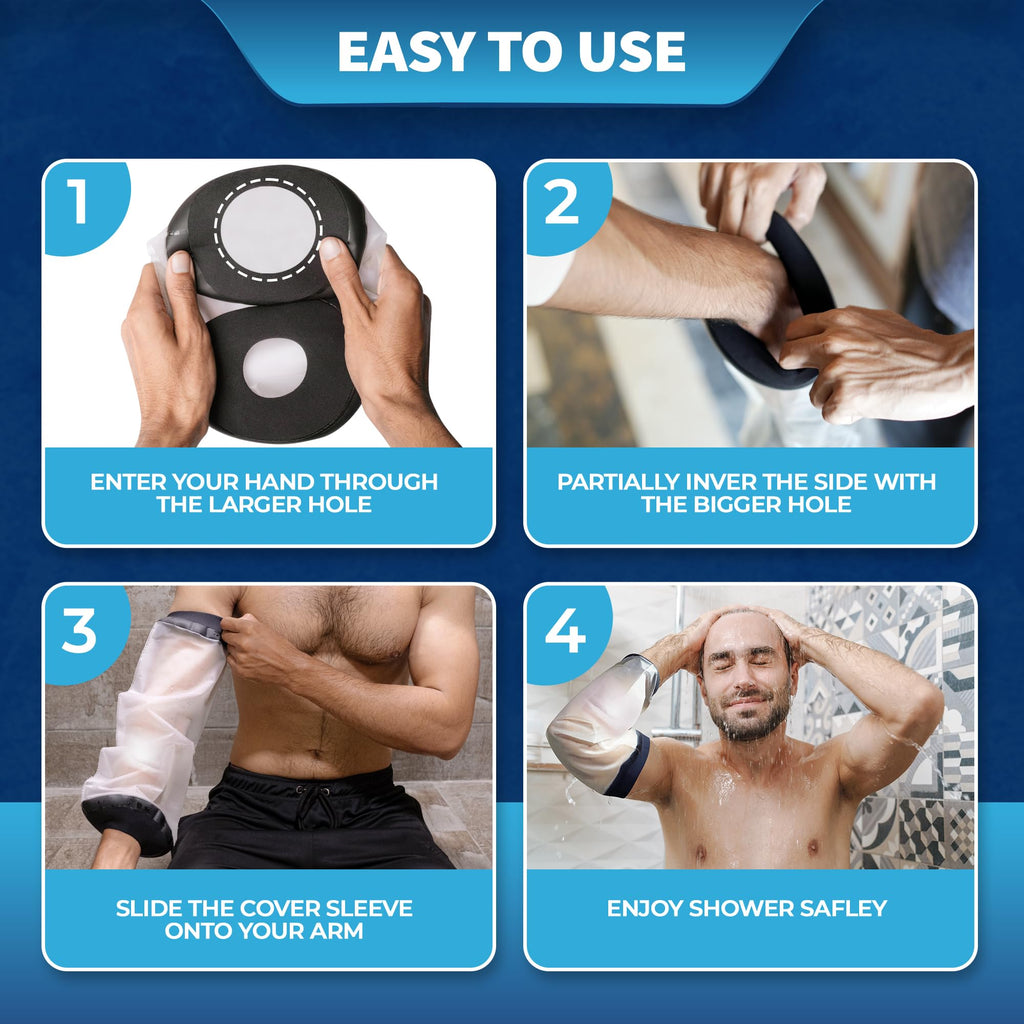 Blue Shoe Guys Reusable Waterproof Picc Line Sleeve Cover For Upper Arm, L/XL for Proper Wound Protection Picc Line Shower Cover and Waterproof Sleeve Protector for IV, Shower sleeve for Upper Arm