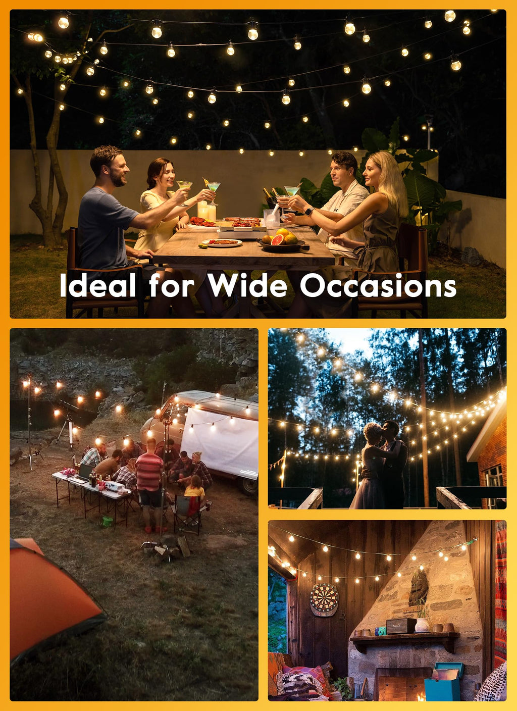 Brightown G40 Solar Replacement Bulbs, E12/C7 Candelabra Screw Base, 24V, 0.15W, 1.5 Inch Shatterproof Globe LED Bulbs for Outdoor String Lights, 2700K, Dimmable, Warm White, 25 Pack