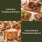 ROYAL CRAFT WOOD Wooden Cutting Boards for Kitchen Appliances - Non Toxic Bamboo Wood Cutting Board Set with Deep Juice Groove, Side Handles, Charcuterie & Butcher Block for Meat, Meal Prep & Serving