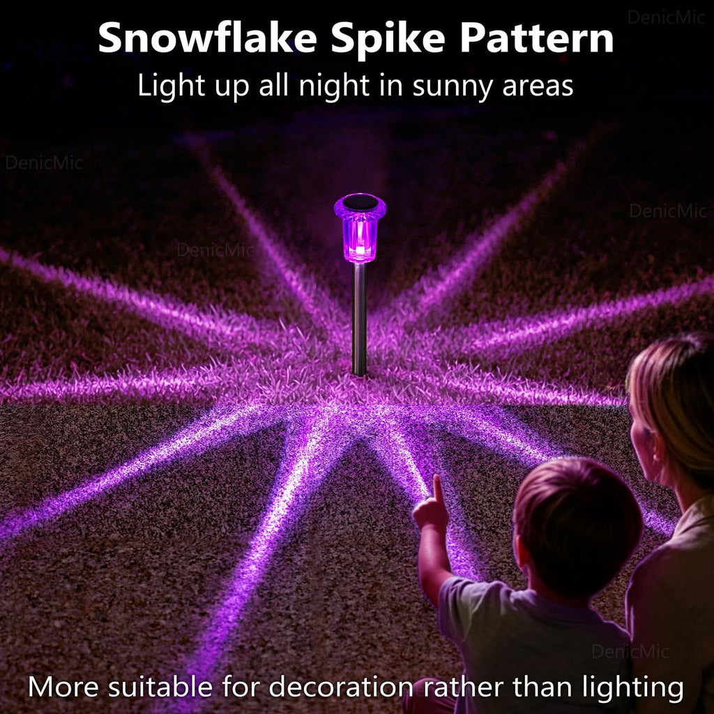DenicMic Solar Lights Outdoor 10 Pack Waterproof Purple LED Stainless Steel Stake Outside Lights for Yard Pathway Garden Driveway Walkway Landscape Path Lighting Halloween Decorations Outdoor