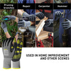 LOCCEF Endurance Knit Work Gloves MicroFoam Nitrile Coated-6 Pairs,Tacky Dot Grip, Multi Purpose,Micro-Foam Gloves(8-M)