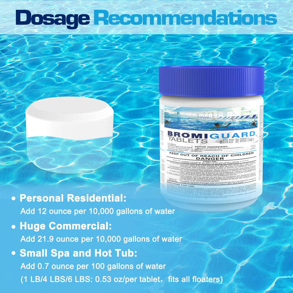 Bromine Tablets for SPA Hot Tub 1lb 50LB Tabs Brominating Tablets Booster Eliminates Bacteria Algae Soft Water Feel No Chlorine Odor Chemical Sanitizer Chlorine Alternative (1 LB)